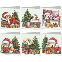Generish DIY Diamond Painting Grußkarten Set Weihnachten – 6 Karten, 5D Strass, Für Kinder & Erwachsene