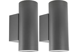 Klighten 2 Pezzi Applique da Parete Esterni IP65 Su Giù Lampada da Parete Applique da Esterno Moderna in Alluminio per Giardino Corridoio Cortile, Attacco GU10, Lampadina non Inclusa, Grigio Scuro