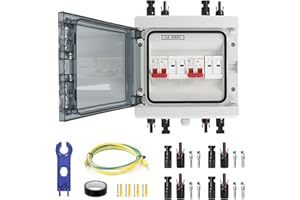 Solar Anschlusskasten Photovoltaik, Überspannungsschutz PV DC1000V 40A Blitzschutz Leitungsschutzschalter 2 String (2 in 2 out), IP65 Wasserdicht & UV-Beständig Generatoranschlusskasten für Photovolta