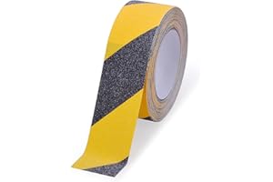 OQingluan Anti Slip Safety Grip Tape for Stairs, 10m*5cm, Non Slip Tape Improving Grip, High Traction Safety Tape, for Indoor and Outdoor Stairs, for Work Safety, Hazard Caution Tape- Black & Yellow