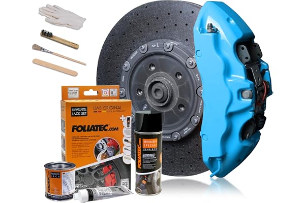 FOLIATEC Kit de peinture pour étriers de frein, résistant à la chaleur, kit complet pour 4 étriers de frein, Sky Blue, jeu de 7 pièces