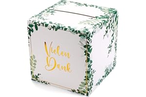 Donindis Kartenbox Vielen Dank, Grün, Natur, 24 * 24 * 24cm, Karton