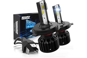 Bombillas H4 LED 16000LM, BEAMFLY HB2 9003 Lampara Faros Delanteros Coche 100W, Kit de Conversión Halógena 12V, Negro, 6000K Luces Blancas