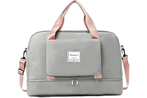 WIESPODEX Airlines Untersitz-Kabinentasche, 50 x 32 x 28,5 cm, faltbar, Reisetasche, Handgepäck, Übernachtung, für Damen und Herren (mit Schultergurt), grau, Freizeit, Reisen