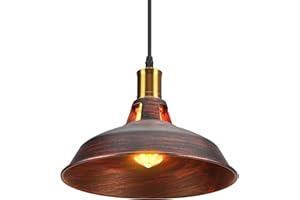 TOKIUS Lámpara Colgante Vintage, Ø27cm Lámpara de Techo Retro de Metal Industrial E27 Lámpara Araña para Comedor Cocina Restaurante, 1m Cable (Cobre Oxidado, 1 Pieza)