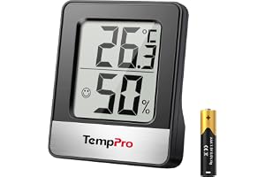 TempPro TP49 Digital rumstermometer inomhus hygrometer, Svart | Mini temperaturmätare fuktighetsmätare för hemmakontor Air Comfort Termo Hygrometer (Tidigare ThermoPro)
