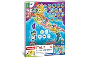 Clementoni Sapientino - Italia, Puzzle Magnetico, 4 Giochi in 1, 50+ Tessere Magnetiche, per Bambini 6-10 Anni, Scopri l'Italia con le Tessere Magnetiche, Idea Regalo, Made in Italy, 30x40 cm, 16690