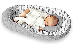 KOSPU Multifunktionale Kuschelnest Babynest Kokon für Babys und Säuglinge, Nestchen, Reisebett, 100 Prozent Baumwolle, antiallergisch schön gepolstert mit Namen und Datum bestickt, ideal als Geschenk