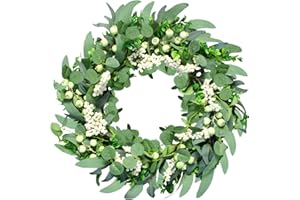 Kizaten Ghirlanda di Eucalipto Artificiale 50CM,Ghirlanda di Foglie di Eucalipto Verde,Primavera Estate Corona,Ghirlanda Decorativa per Tutte le Stagioni,per Colonica,Ufficio,Casa Decorazione