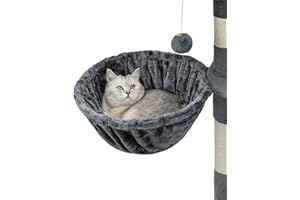 lionto Liegemulde aus weichem Plüsch für Kratzbaum, Ø 40 cm, 25 cm Tiefe, kuschelige Schlafmulde für jeden Katzenbaum mit M8-Gewinde, Stabiler Metallrahmen für kleine und große Katzen, dunkelgrau