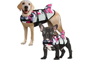 ALAGIRLS Schwimmwesten für Hunde, Rettungsweste Hunde Schwimmweste Schwimmtraining Hundelebensweste Ripstop Hund Schwimmweste mit Rettungsgriff für Kleine, Mittlere, Große Hunde ALADLJ001 PinkCamo XL