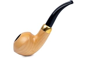 DR WATSON Dr. Watson - Pipa in legno per tabacco, forma classica per ukulele, adatta per filtro da 9 mm, fornita con custodia, scatola (naturale)