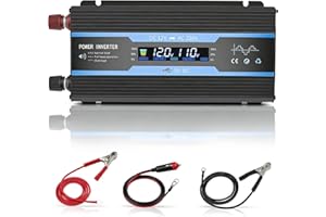 2000W Power Inverter 12V to 240V with LCD Display, 2 UK Sockets & USB Port, Modified Sine Wave Car Inverter for Camping, RV, Truck, Home Use – High Efficiency >95%, Safety Protections (Blue)