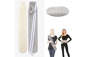 SKYAYA Long Hot Water Bottle with Cover Fluffy 2L 72cm, Extra Long Hot Water Bottle for Neck Shoulder, Wearable Hot Water Bag Large Hot-Water Bottle Wrap Around for Period, Waist, Feet, Body, Bed