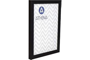Athena Black Woodgrain Thin Block Premium Wood Picture Frame 12" x 8" - 12 x 8 Frame - Photo Frame - 12x8 Frame Black with Clear Styrene Sheet & Wall Mounted Hook – 8 x 12 Inches