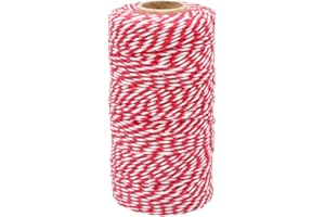 ‎JIJACRAFT jijAcraft 100m Rot und Weiß Baumwolle Schnur, Bäcker Bindfäden Bastelschnur Dekokordel Schnur Perfekt für Backen, DIY Basteln, Weihnachten Geschenke Verpacken