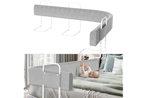 ‎IKODM Ikodm Bettgitter rausfallschutz Bett 180cm Bettschutzgitter für Kinder Höhenverstellbar Bettkantenschutz Verformbar Sicherheitsgeländer, Kinderbettgitter Boxspringbett Kinderbett,Grau