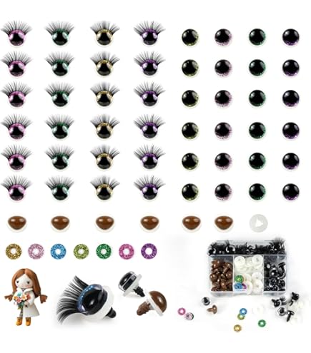 Elalove Sicherheitsaugen Set - 90 Stück Glitzer Knopfaugen 12-30mm Für Plüschtiere