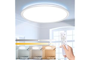 Wholede 36W 3800LM Lampara Techo Regulable, Plafon LED Techo con Mando a Distancia, Lampara LED Techo Modernos para Dormitorio Cocina Salon Baño Comedor Pasillo Ø38.5CM