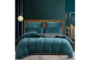 Luofanfei Warme Bettwäsche Plüsch 135 x 200 4teilig Kuschelig Winter Bettwäsche Bettbezug Petrol Blau Grau Flauschig Flanell Winterbettwäsche Microfaser Fleece 2 Bettbezüge und Kissenbezüge 80x80