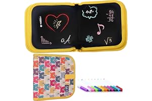 WEIGAV Doodle Board para ni?os, aprende a escribir, pizarra, libro port?¡ì?¨¦til para bocetos con 12 l?¡ì?¨¦pices de colores, borrable y reutilizable, 14 p?¡ì?¨¦ginas