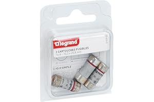 LEGRAND | 3 Cartouches Fusibles Avec Témoin, Fusible Cylindrique 16A, Lot De 3 Cartouches Normalisées, Pour Porte-Fusibles 10,3x25,8mm