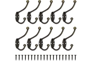 MengH-SHOP Coat Hook Wall Clothes Hooks Antique Vintage Hanger Heavy Duty Wall Mount Coat Rack for Door Bathroom Bedroom Kitchen 10 Pack Bronze