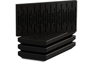 UA ACOUSTICS Pack de 4 paneles acústicos horizontales estrechos para absorción y difusión | 50 x 25 cm | Difusión - Reflexión - Insonorización | Modelo-Grosor-Color: [WAVE-H - 53mm | Negro]