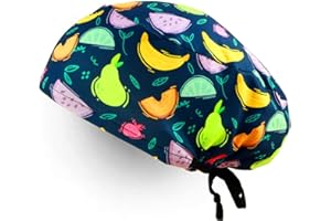 COLORS ARE FREE Gorro Quirofano Mujer Con Cordones Adaptable Para el Pelo Largo I Gorro Quirofano tanto para Hombres como Mujeres Con Sistema de Sujeción Por Correa (Fruta)