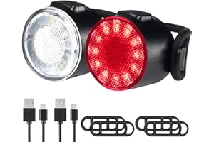MOGZZI Lumiere Velo Avant et Arriere kit, Eclairage Velo a LED Puissant, Lampe de Vélo Etanche IPX5, Feux Arrière Rechargeables USB pour Vélo de Route de Montagne 4 et 6 Modes pour Hommes/Femmes/Enfants
