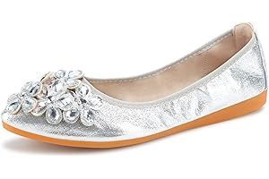 QIMAOO Womens Ballet Flats Pumps Foldable Ballerina Shoes for Women Ladies Flat Shoes Roll up Shoes Slip on Dolly Shoes