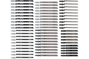 JETHMA 60pcs Universal Jigsaw Blades Set, Straight and Fast Cuts Carbon Steel Jigsaw Blades Compatible with for Festool, Bosch, Dewalt, Hitachi, Milwaukee, Makita for Wood Plastic Metal Cutting