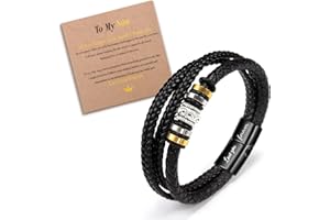 YELUWA Bracelet En Cuir Tissé En Acier Inoxydable Cadeau Pour Son Fils Petite - Fille Mari Petit Ami Frère Garçon Cadeau Unique Pour La Fête Des Pères Pour Son Anniversaire Petite - Amie Femme Soeur