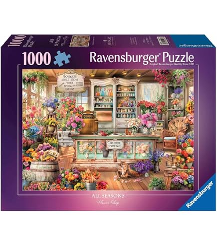 Puzzle 1000 Pezzi Per Adulti E Ragazzi - Motivo Vaso Con Fiori, Dimensioni 80x41 Cm, Cartone Spesso, Regalo Ideale