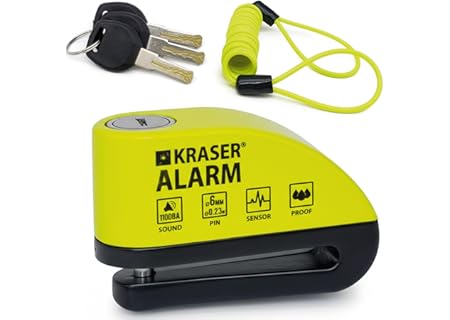KRASER WA6Y Motorcykellarm Skivbromslås 110db, Förstärkt Vattentätt, Påminnelsekabel, Väska, 6mm Uni - Amazon Deal & Rabatt