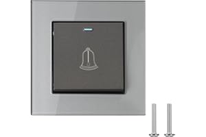 Qivine Bouton Sonnette Exterieur, 8,6 x 8,6 cm Bouton de Sonnette pour Boîtier Encastré 68mm, Simple & Sobre Ding-Dong Sonnette 220~250 V, pour Particuliers et Hôtels (Gris)