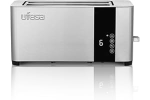 Ufesa Duo Plus Delux Tostador de 2 Ranuras Largas y Anchas, 1400W, 7 Niveles, Función Recalentar, Descongerlar y Cancelar, Bandeja Recogemigas, Inox