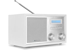 Blaupunkt Radio nostalgiczne RXD 180 DAB+ z AUX IN i Bluetooth, radio UKW PLL z RDS, kolorowy wyświetlacz RMS LC 5 W, radio kuchenne z łatwą obsługą, z przyłączem słuchawkowym, pokrętłem, białe