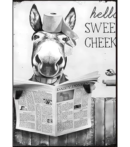 Tableau Humoristique Toile 20x30 Cm – Poster Chien Aux Toilettes Pour Déco WC Amusante Sans Cadre