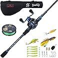 Sougayilang Baitcaster Combo Fishing Rod and Reel Combo, Ultra Light Baitcasting Fishing Reel with Rod Bag for Travel Saltwater Freshwater and Beginner-5.9FT with Left Hand Reel with Rod Bag