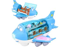 GIAPOO Airplane Toys for 3+ Year Old Boy Girls, 360°Rotation Aeroplane Toy with Light and Music, Perfect Plane Toy Toddler First Birthday Gift, Blue