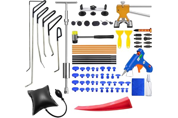 MENQANG Kit Debosselage sans Peinture, Dent Repair Outil de Retrait de dent Utilisé pour réparer Les Bosses sur la Surface des Voitures, des Portes et des réfrigérateurs (Gold-Pied de biche)