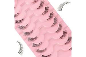 ULIYA Media Pestañas Postizas Naturales 10 Pares 3D Media Pestaña Ojo de Gato Look Hecha a Mano Negras Profesionales Reutilizables para Maquillajes Fiestas Bodas (M54)