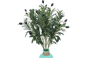 Zythrem 4PCS Olivenbaum künstlich künstliche Olivenblätter kunstblumen künstliche Zweige Zimmerpflanzen Künstlich mit Olivenzweige und Früchte für Vasen, Zuhause, Büro, Hochzeit 48cm
