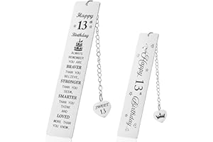 SOIREEPARTY Happy 13th Birthday Inspirational Bookmark - Encouragement Gifts for 13 Year Old Girls Boys and Book Lovers, 13th Birthday Present Bookmarks for Daughter Son Grandchildren Sister Friend