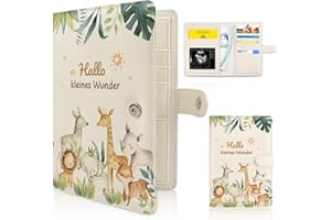 Mutterpasshülle Leder, Mutterpass Organizer Mit Magnetverschluss, Geschenke für Schwangere, Mutterpass Schutzhülle mit Fächern zur Aufbewahrung von Ultraschallbildern und Impfpass