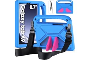 DUZZONA Funda Infantil para Samsung Galaxy Tab A9 8,7" 2023 (SM-X110/X115/X117), Carcasa Antigolpes con Asa y Correa, para Galaxy Tab A9 & Tab A7 Lite, Azul