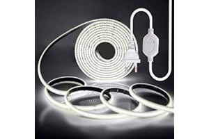 HEGEHE Striscia LED COB 220 V, 288 LED/m Luce a corda FCOB super luminosa ad alta densità, Nastro autoadesivo flessibile impermeabile IP65, Illuminazione per interni ed esterni [9 m, Luce bianca 6000 K]