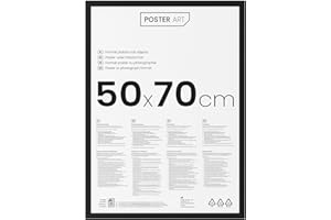 POSTER ART Bilderrahmen 50x70 cm Schwarz - Bilderrahmen zum Aufhängen aus MDF und Acrylglas - California Wand Rahmen Moderner Fotorahmen