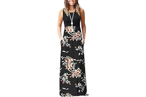 PCEAIIH Women's Casual Sleeveless/Long Sleeve/Short Sleeve Deep V Maxi Dress Loose Long Dresses with Pockets